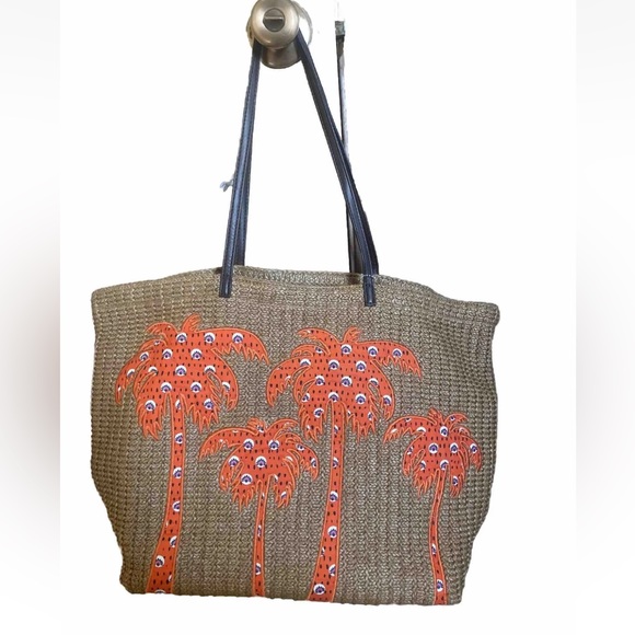 Vera Bradley NWOT Straw Tote Palm Tree Beach Bag - Picture 1 of 5